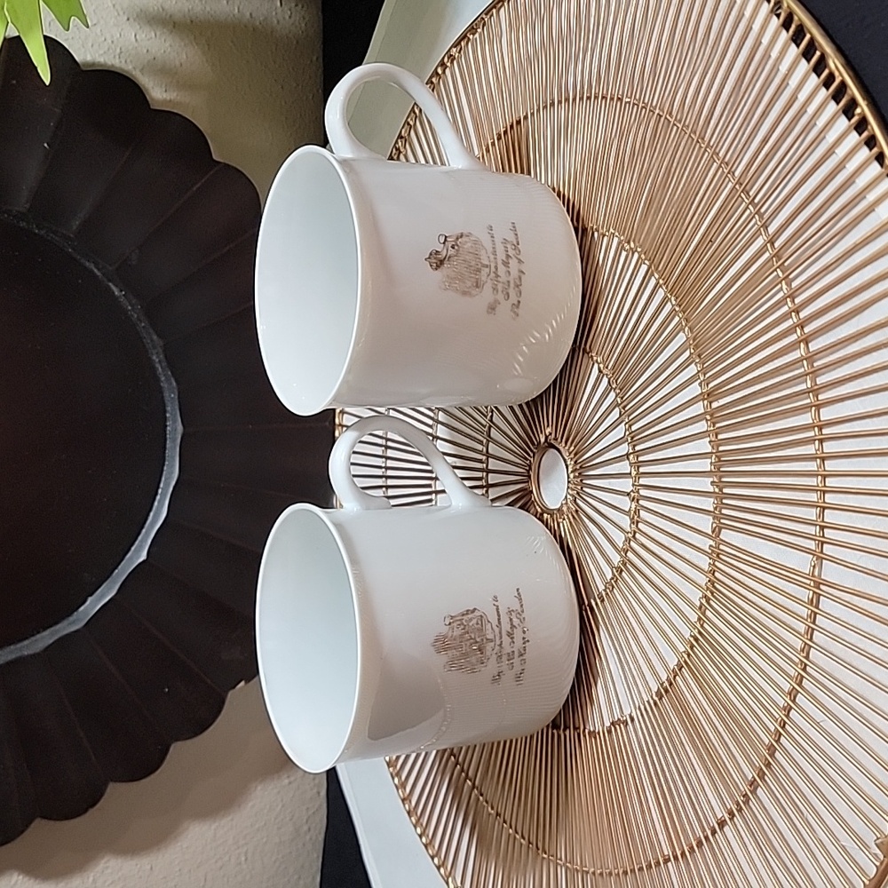 Gevalia Kaffe  White And Gold Crest Coffee Cups